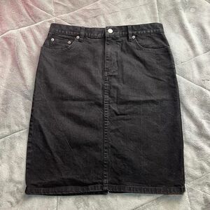 Vintage Y2K Lauren Ralph Lauren LRL Black Denim Midi A-Line Skirt Size 8